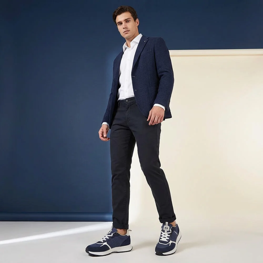 LA MARTINA SCARPA UOMO CAMOSCIO TEX FABRIC BLU