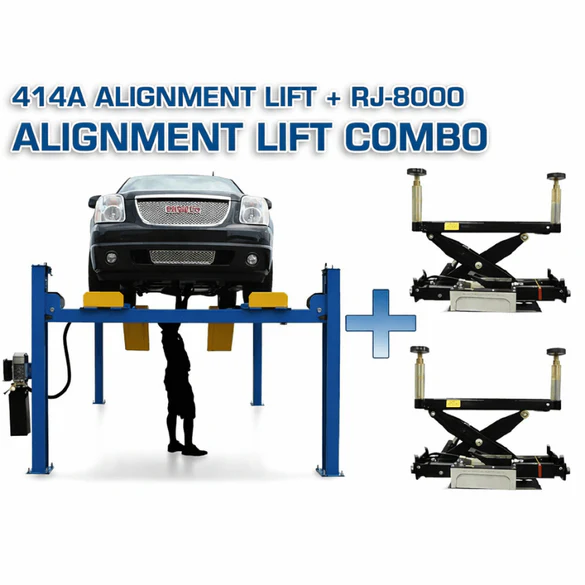 Atlas 414A 4 Post Alignment Lift + (2) RJ8 Rolling Jacks Combo & Free shipping