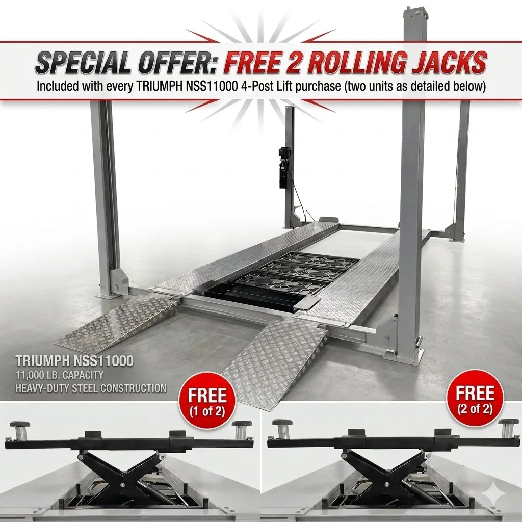 Triumph NSS-11 11,000 lb. 4-Post Lift Truck Combo – Dual Jacks Included – Free Install – Factory-Direct Savings