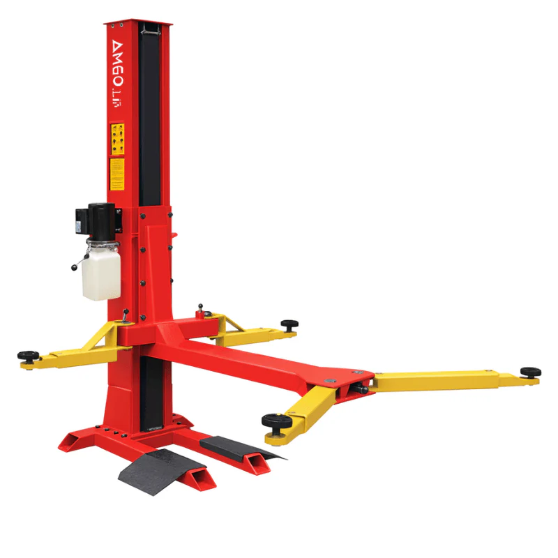 Amgo SL-7 7,000 lb. Compact Single Post Lift – Fixed Space-Saver – Factory-Direct Savings