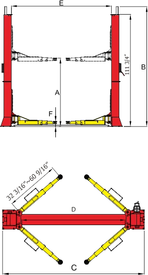 AMGO BP-12 12,000 Lb. Heavy-Duty Two-Post Lift | Base-Plate Design for Low Ceilings | Three-Stage Arm Versatility