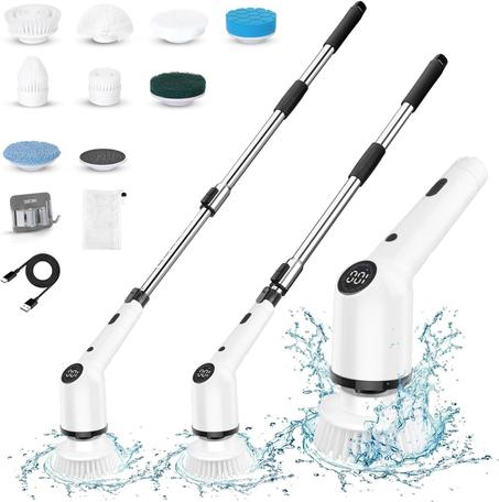 Brosse de nettoyage électrique 9 en 1, 2600mAh, sans fil, épurateur rotatif, pour douche, cuisine, salle de bains, maison