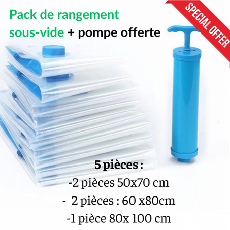 Lot de sacs de rangement sous vide + pompe offerte