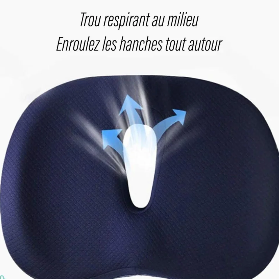 Coussin De Siège Ergonomique En Mousse à Mémoire De Forme - Soulagement Pression - Noir (Neuf)