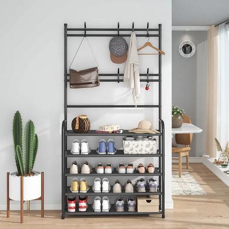 Étagère De Rangement Et Porte-vêtements Multifonction En Inox