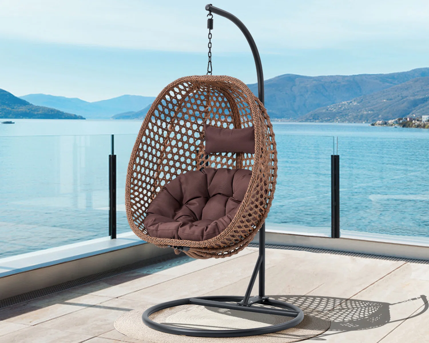 Charlie-Jade Single Person Wicker Porch Swing with Stand Suitable for Indoor & Outdoor