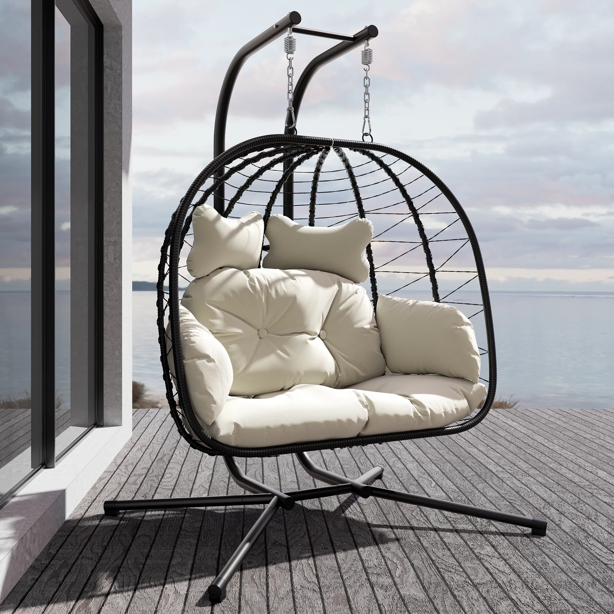 Chousein 2-Person Egg Chair with Stand - Double Outdoor Swing Seat - FREE Shipping