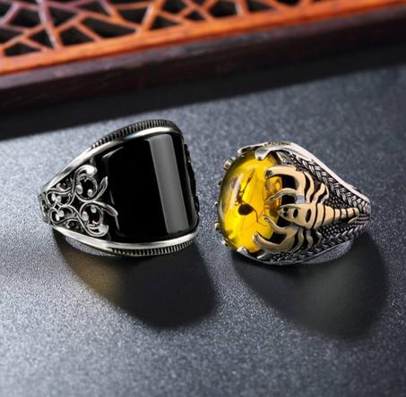 خاتم رجالي سلطاني من الكهرمان الحر