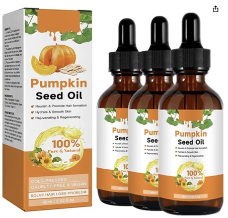 زيت بذور اليقطين النقي 100%، يغذي ويصلح الشعر التالف و يعزز نمو الشعر