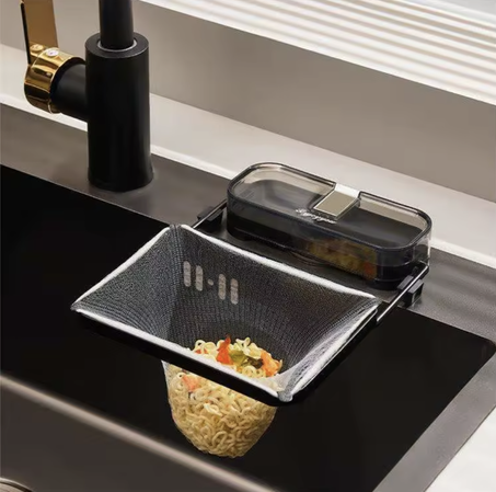 مصفاة حوض المطبخ القابلة للطي – 100 كيس للاستعمال السهل والنظيف 🛒✨