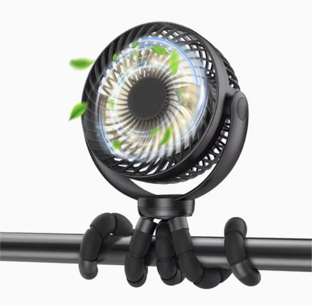 مروحة كهربائية 📣 محمولة قابلة لإعادة الشحن بقوة 4000 مللي أمبير  خفيفة الوزن قابلة للدوران 360°