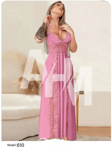 لانجيري شيفون و دنتيل طويل الكود 610