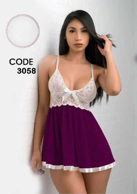 لانجيري شيفون ابيض كود 3058