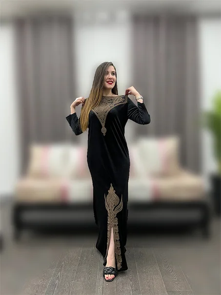 قندورة قطيفة رويال طرز سوري على الاغباني