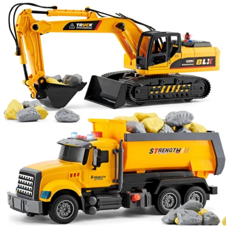 مجموعة من قطعتين من ألعاب شاحنات الهندسة الإنشائية الكبيرة