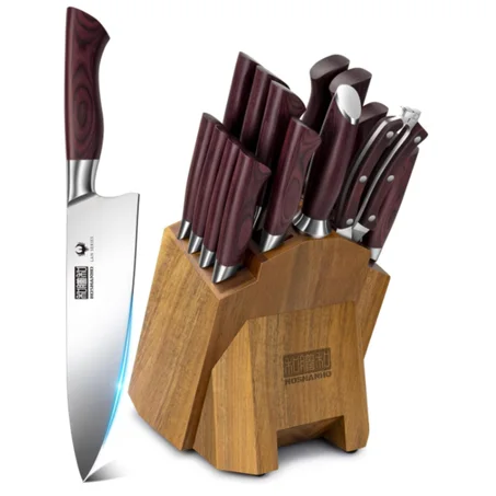 طقم سكاكين المطبخ الاحترافي مع حامل خشبي