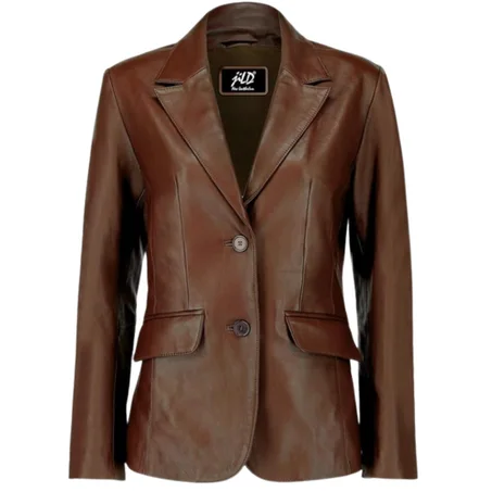 سترة (Blazer) Jild Classic  من جلد الحمل الناعم بزرين للنساء