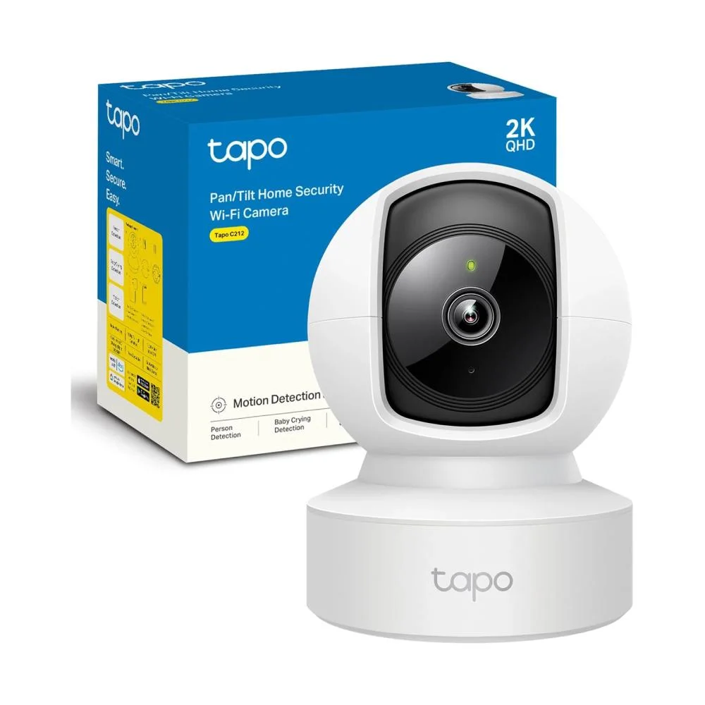 tapo Caméra de Sécurité C212 – Wi-Fi Haute Définition 2K (3MP) Panoramique 360° / Inclinable avec Vision Nocturne et Audio Bidirectionnel