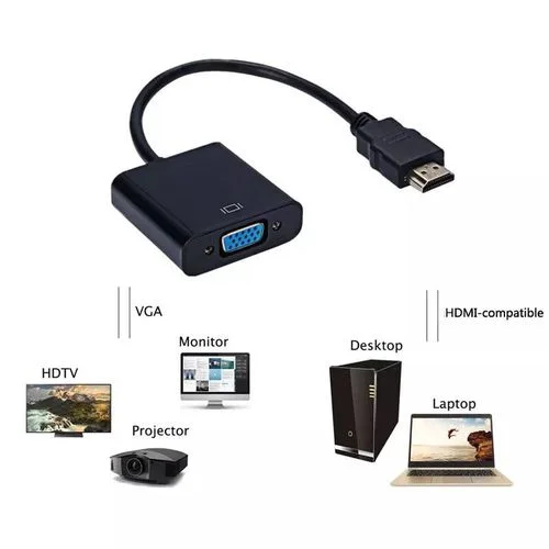Adaptateur HDMI vers VGA – Noir – 1080P – Audio analogique