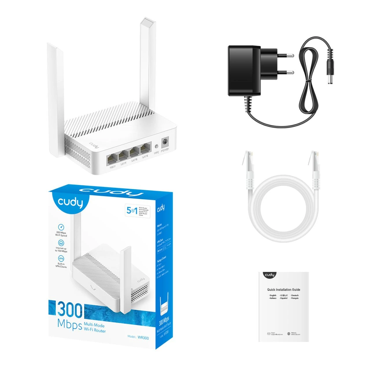 Routeur Wi-Fi Cudy WR300 300 Mbps – 5 en 1 Multi-Mode²