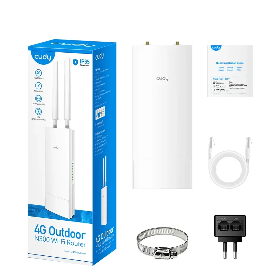 Routeur 4G Extérieur Cudy LT400 N300 – Étanche IP65