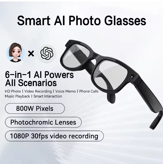AIMB-G1 Smart Glasses with 8MP Camera 1080p Video Recording Bluetooth Calling