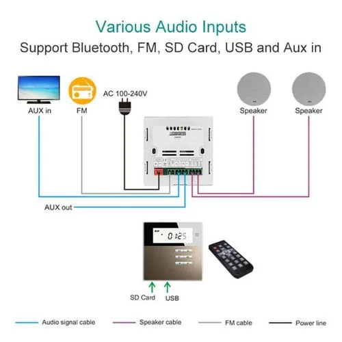 Amplificateur + 2 hauts-parleurs de plafond Enceinte Bluetooth