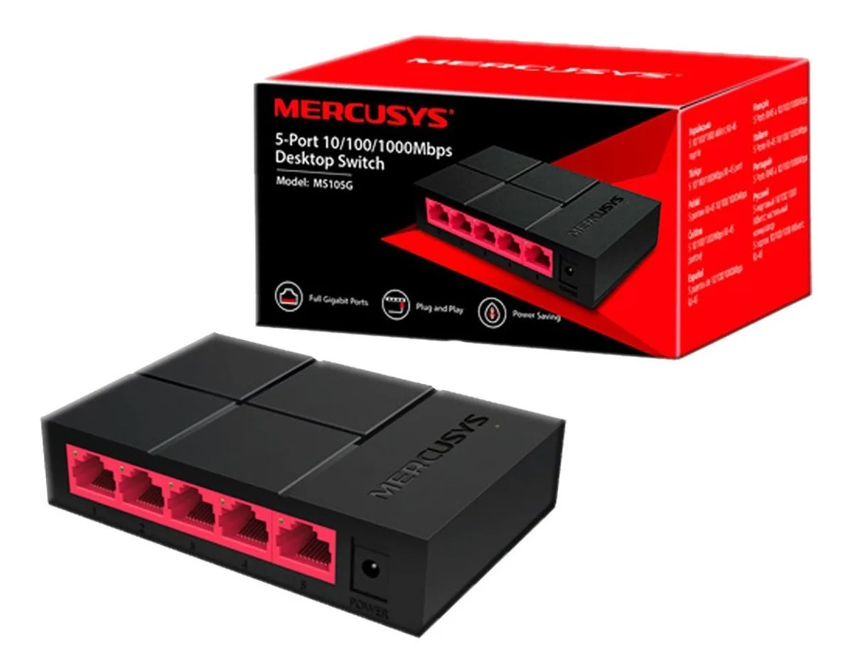 Hub Switch Mercusys – 5 Ports – 10/100/1000 Mbps (Gigabit