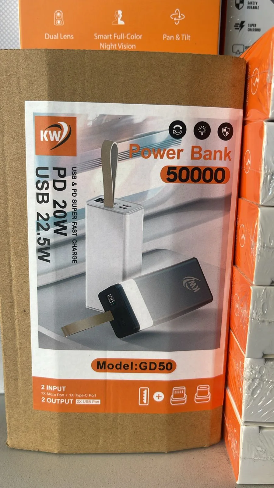 Power Bank 50 000 mAh – 20 W, Recharge Rapide USB-C/USB-A