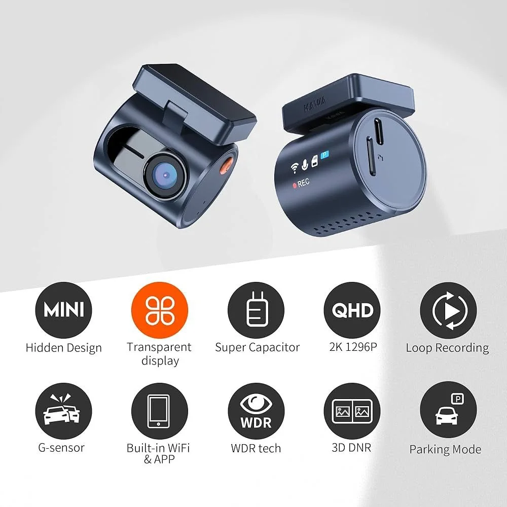 KAWA MINI 3 Pro Gen 2 Dashcam (Carte Memoire 64 GB inclus)
