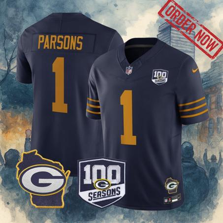 Micah Parsons #1 Packers "100th Season" Classic Stitched Jersey "All Sizes"