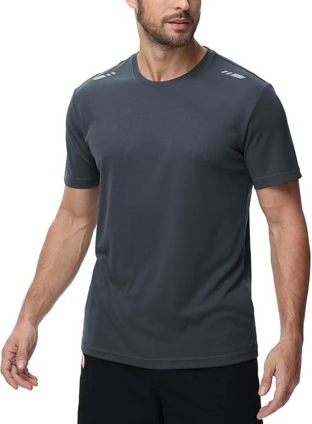 تيشيرت رياضي سريع الجفاف برقبة دائرية ضيقة واكمام قصيرة للرجال من زوفلاي - عبوة 3 قطع