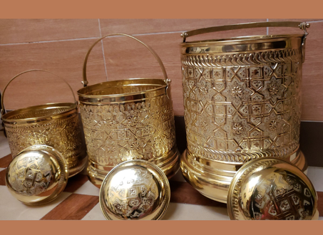 سطل وطاس من النحاس الحر للحمام المغربي.
