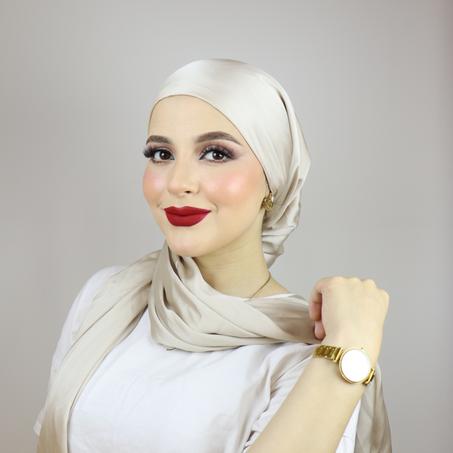 Turban chale ajustable satin demi soie