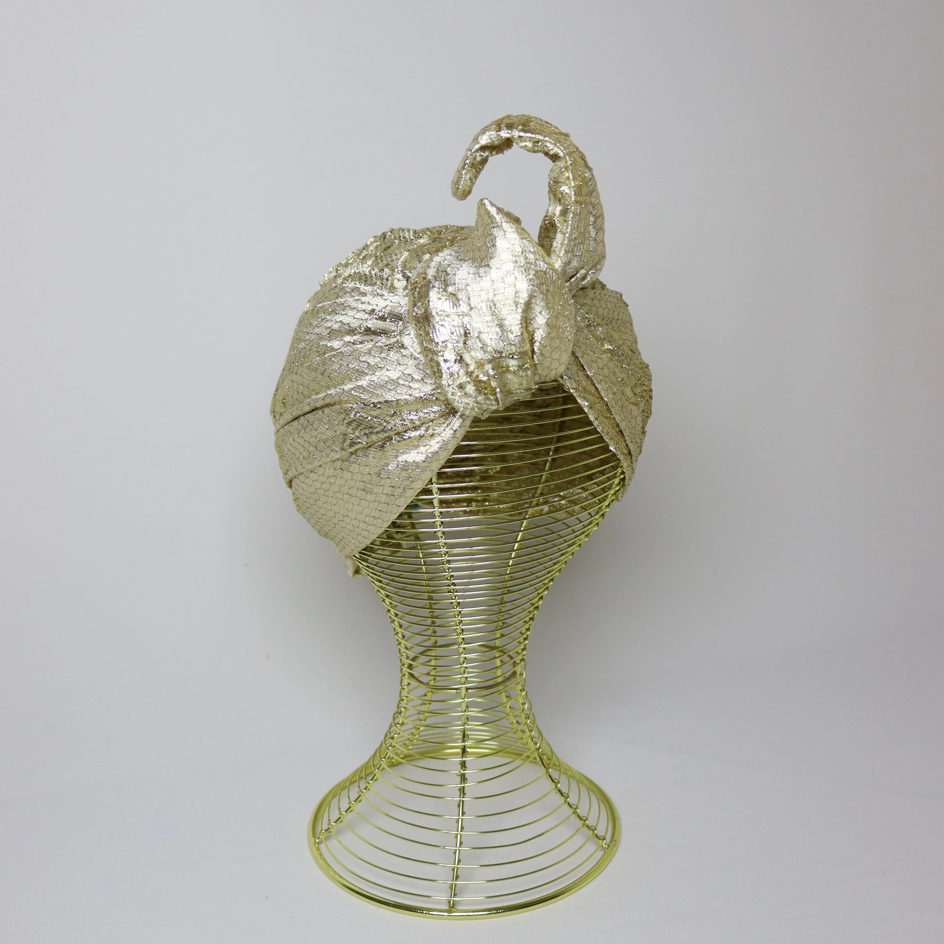 Turban Soirée Wire Brocard Doré