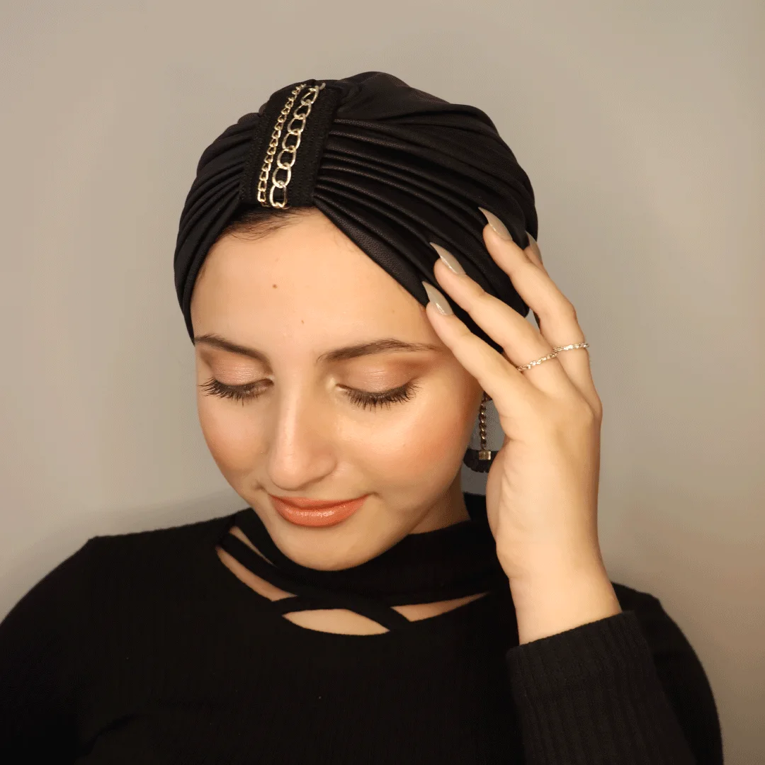 Turban Effet Cuir En Chaîne