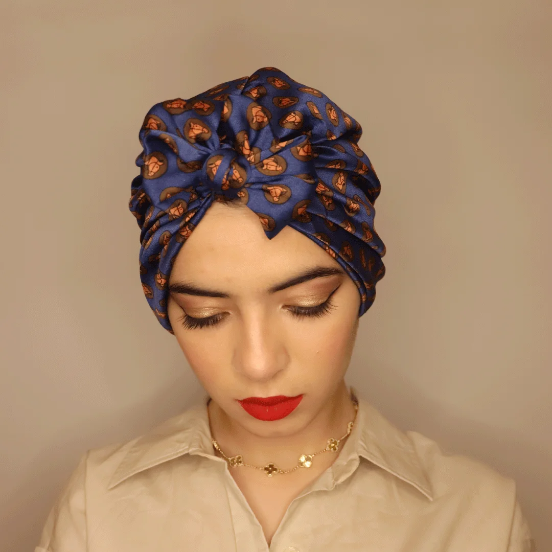 Turban Imprimé Bleu
