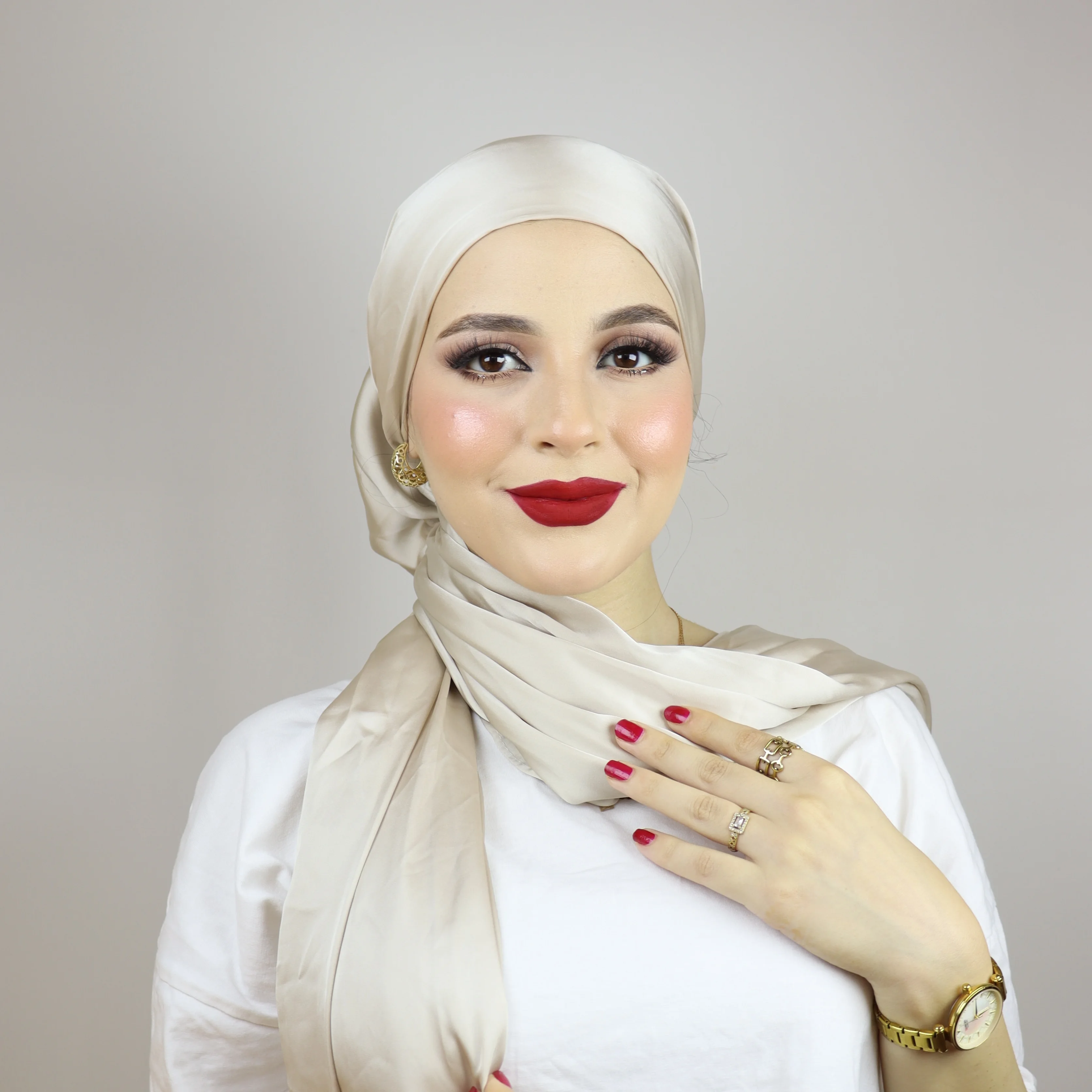 Turban chale ajustable satin demi soie