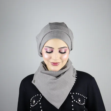 Béret Hijab en Velours Côtelé Coton – Ajustable