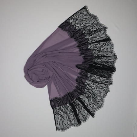 Chales mousline vieux mauve en dentelle