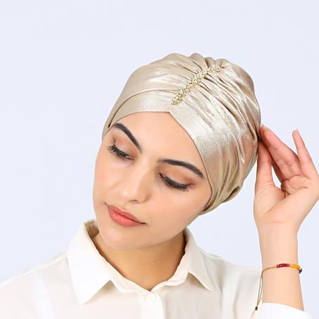 Turban Soirée en Lamé de Soie Ajustable