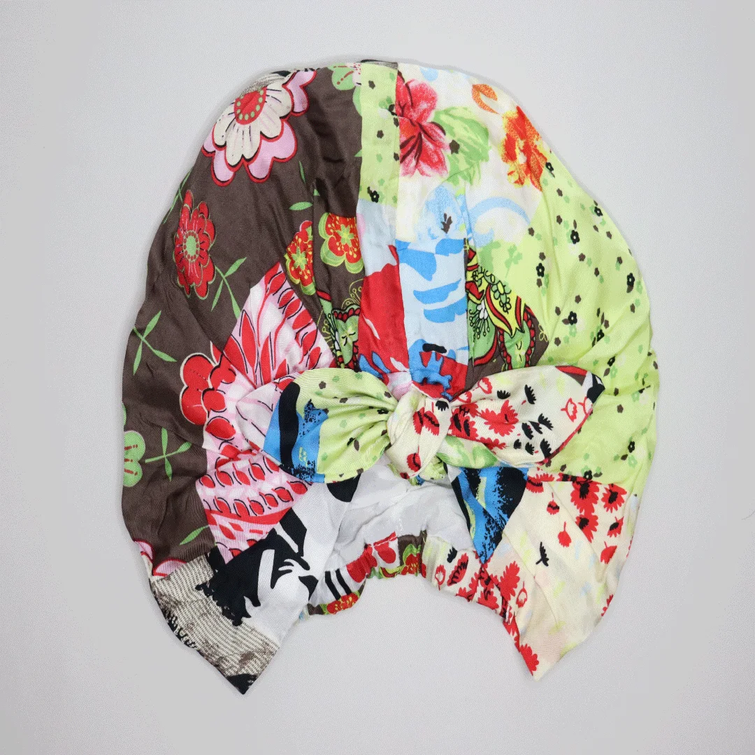 Turban Satin de Soie Fleurie