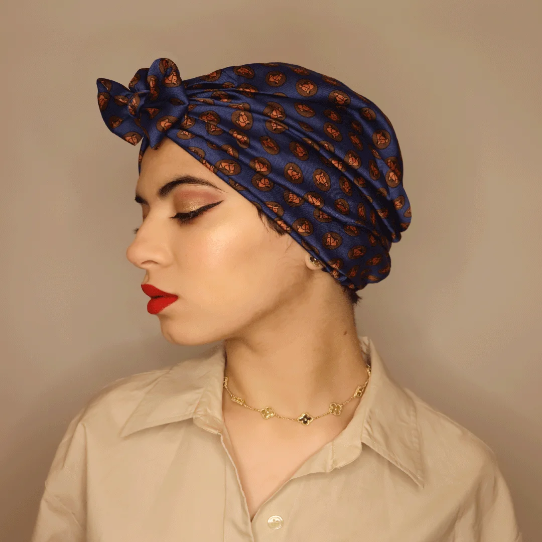 Turban Imprimé Bleu