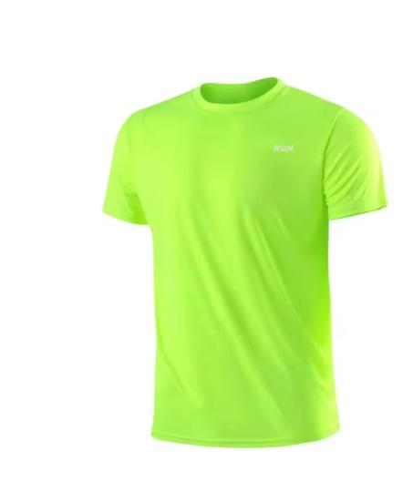 تي شيرت رجالي بأكمام قصيرة، بسرعة الجفاف، لنقل الرطوبة، على شكل دائري، لتمارين اللياقة البدنية، قميص رياضي، صالة رياضية، جري، خفيف الوزن