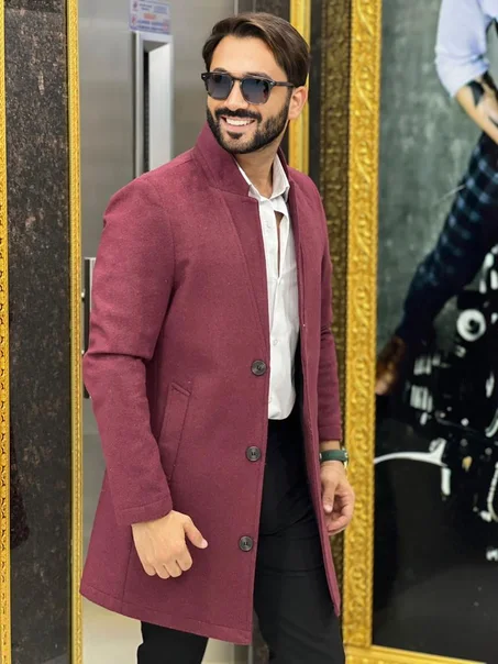 Manteau en bordeaux cachemire