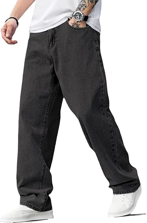 Baggy Jeans for Men Y2K Streetwear Vintage Wide Leg Loose Fit Denim Pants Hip Hop Skater Carpenter Jeans