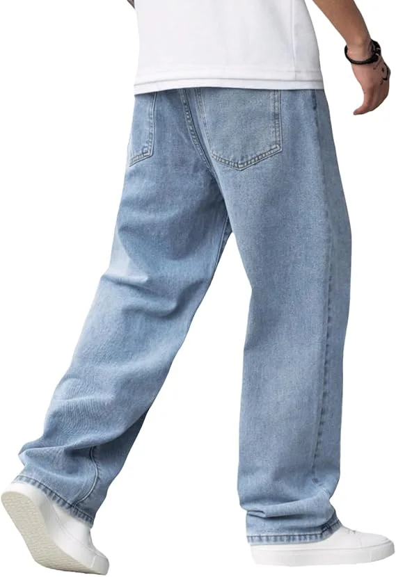 Baggy Jeans for Men Y2K Streetwear Vintage Wide Leg Loose Fit Denim Pants Hip Hop Skater Carpenter Jeans