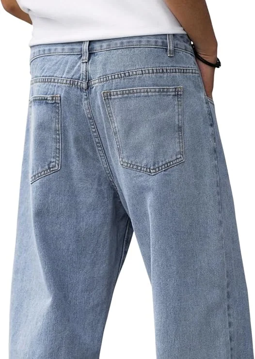 Baggy Jeans for Men Y2K Streetwear Vintage Wide Leg Loose Fit Denim Pants Hip Hop Skater Carpenter Jeans