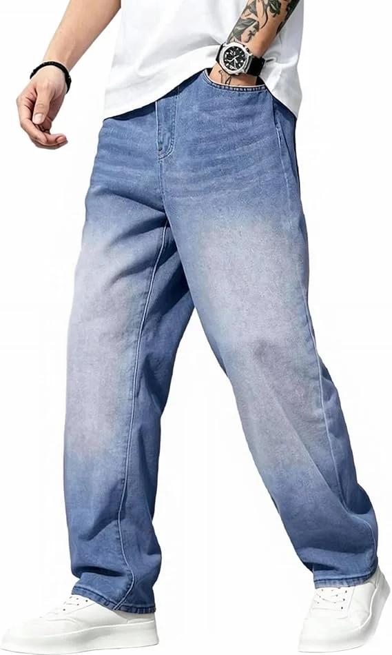 Baggy Jeans for Men Y2K Streetwear Vintage Wide Leg Loose Fit Denim Pants Hip Hop Skater Carpenter Jeans