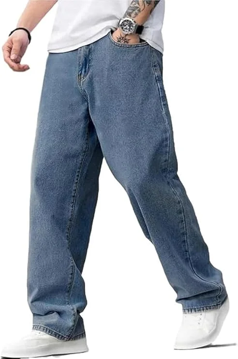 Baggy Jeans for Men Y2K Streetwear Vintage Wide Leg Loose Fit Denim Pants Hip Hop Skater Carpenter Jeans